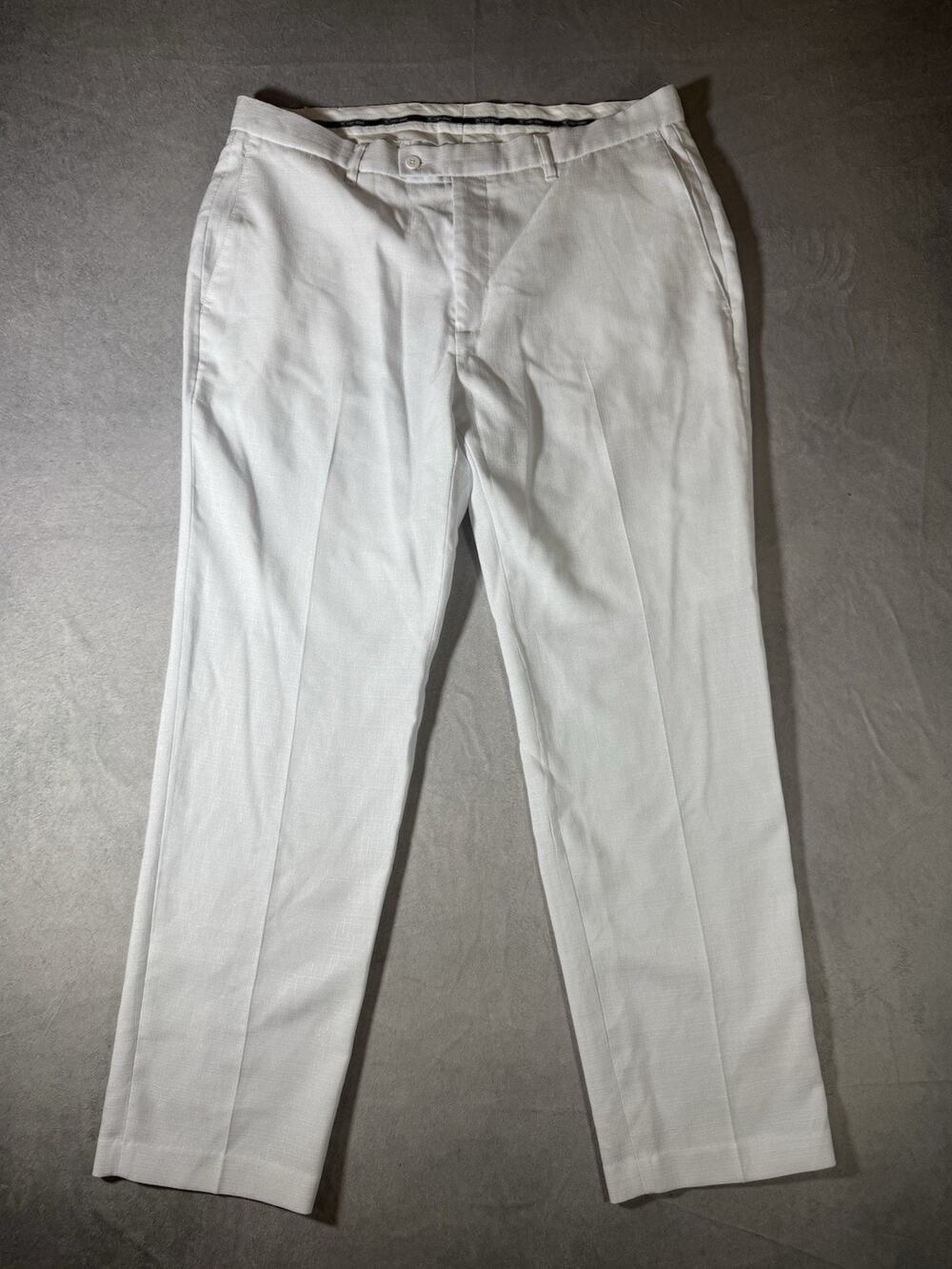STACY ADAMS SOLID DRESS PANTS – TIMELESS WHITE SOPHISTICATION & COMFORT 38W32